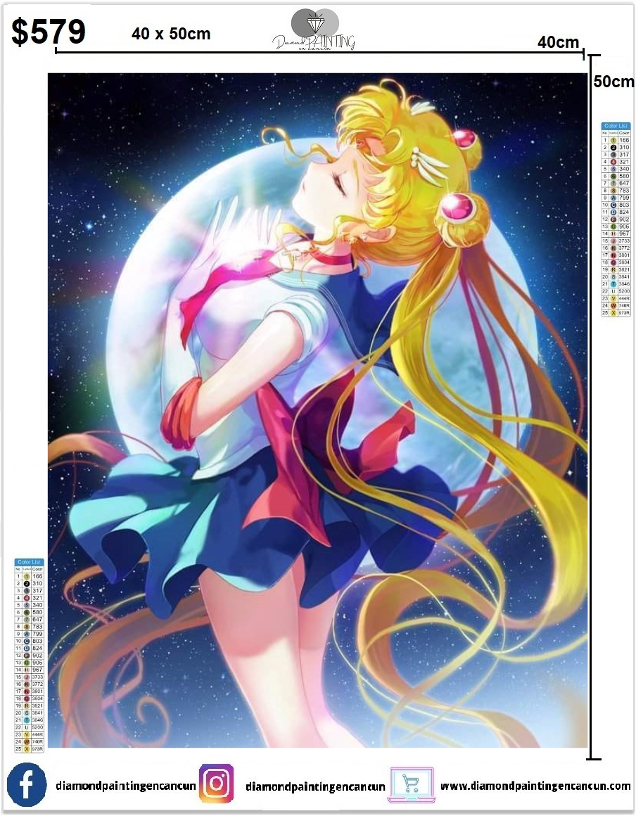 Sailor Moon 40 x 50 contiene DIAMANTES AB Y POLVO DE HADAS