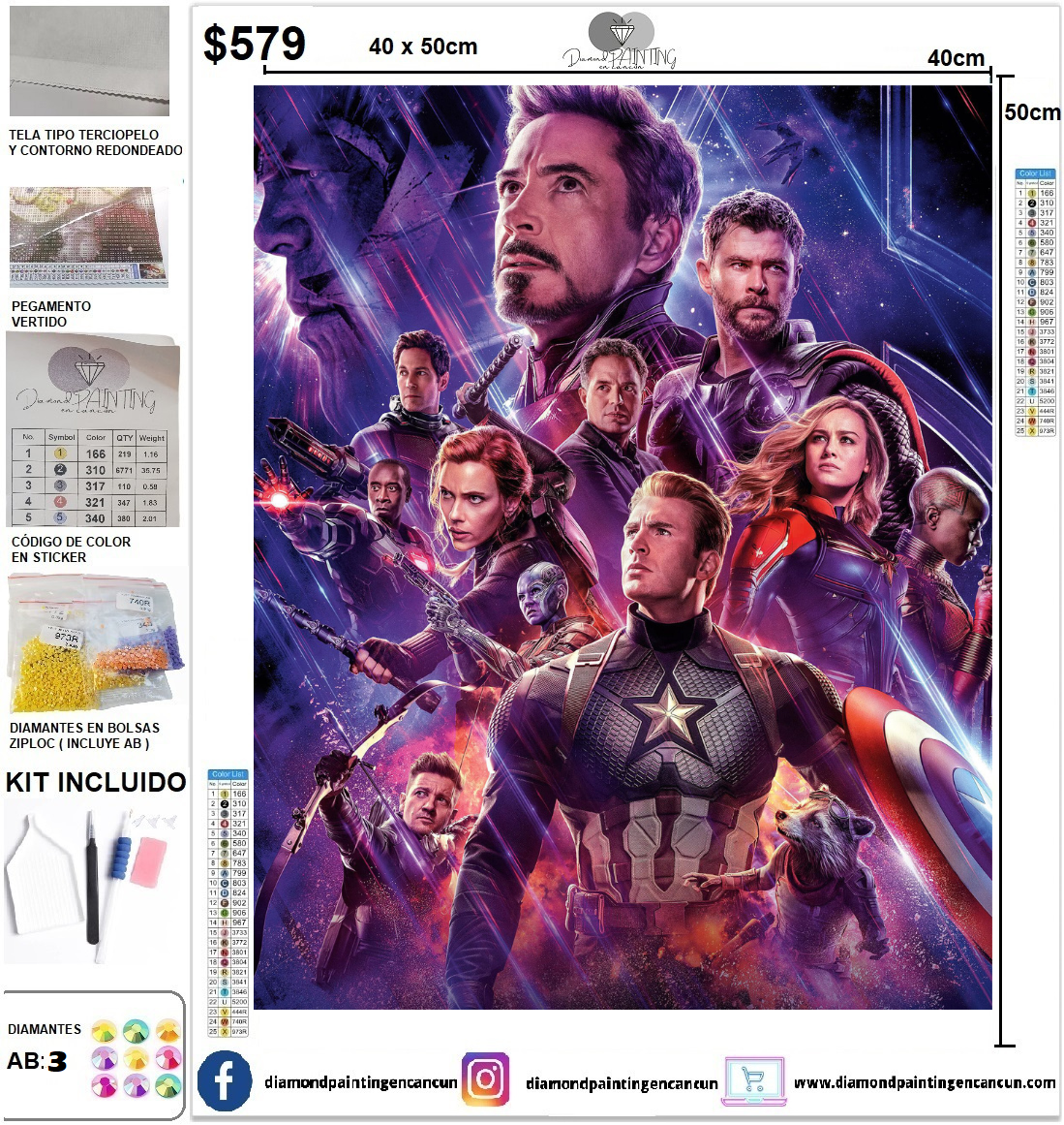 Marvel 40 x 50 incluye DIAMANTES AB