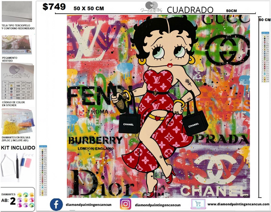 Betty Boop 50 x 50 incluye DIAMANTES AB