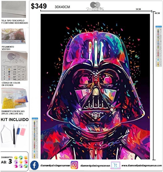 Darth Vader 30 x 40 incluye DIAMANTES AB