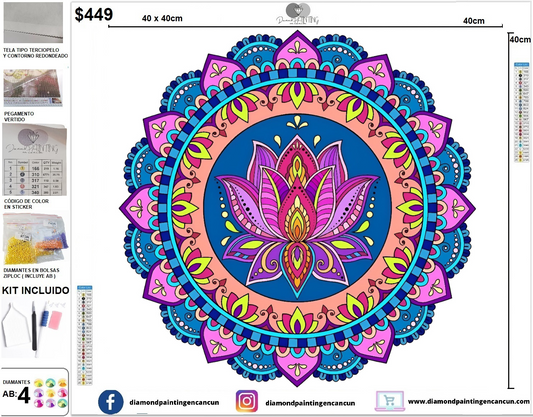 mandala 40 x 40 incluye DIAMANTES AB y Polvo de hada