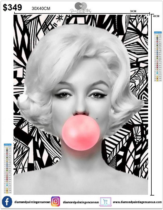 Marilyn Monroe 30 x 40 incluye Diamantes AB