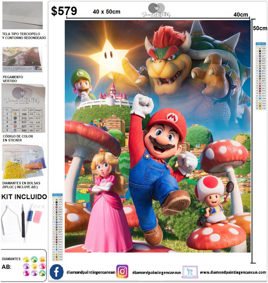 Mario star 40 x 50 contiene diamantes ab