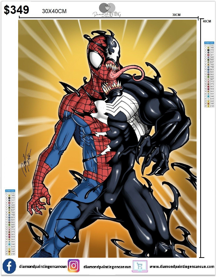 Spiderman Venom 30 x 40 Incluye Diamantes AB