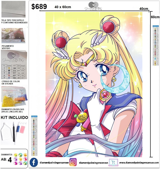 Sailor Moon 40 x 60 incluye DIAMANTES AB