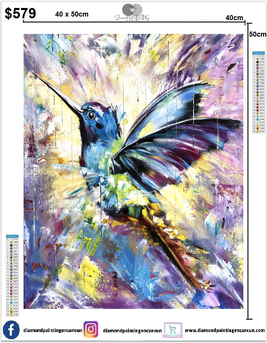 Instarry 5D Diamond Painting Colibrì E Fiori – Quadro Fai Da Te 60x40 Cm Con Kit Completo