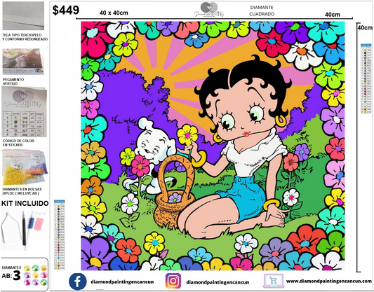 Betty Boop 40 x 40 incluye DIAMANTES AB