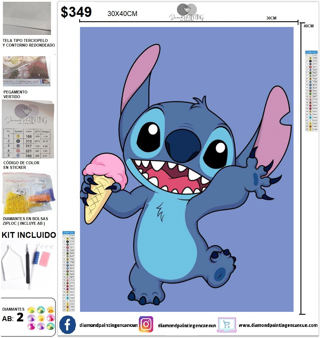 Stitch 30 x 40 incluye DIAMANTES AB