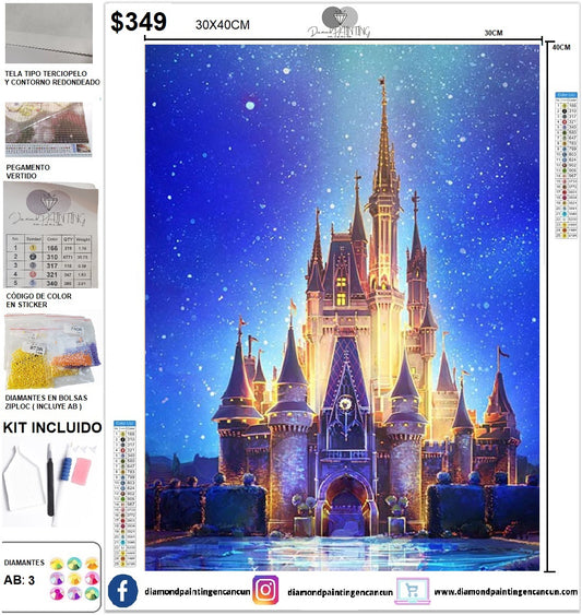 Castillo Disney 30 x 40 incluye DIAMANTES AB