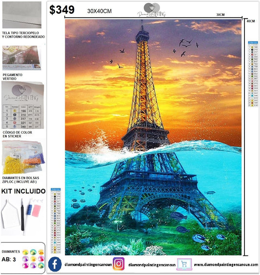 Torre Eiffel 30 x 40 incluye DIAMANTES AB